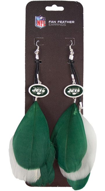 New York Jets Team Color Feather Earrings