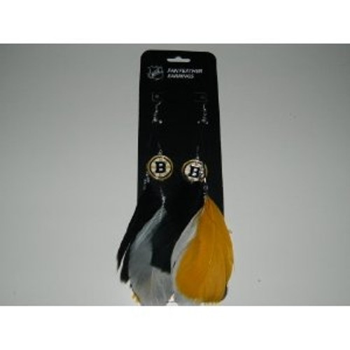 Boston Bruins Team Color Feather Earrings