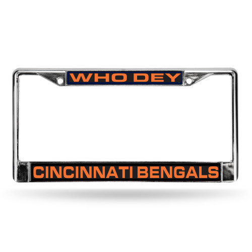 Cincinnati Bengals Laser Chrome License Plate Frame "Who Dey"