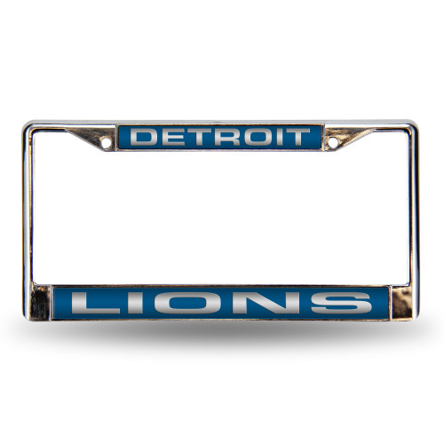 Detroit Lions Laser Chrome License Plate Frame Blue