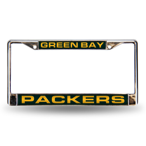 Green Bay Packers Laser Chrome License Plate Frame Green