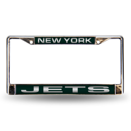 New York Jets Laser Chrome License Plate Frame Green