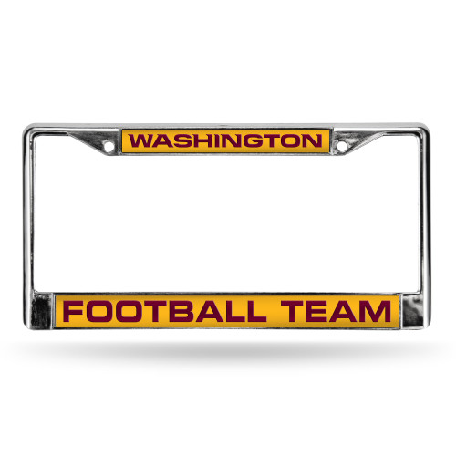 Washington Commanders Laser Chrome License Plate Frame - Maroon On Yellow