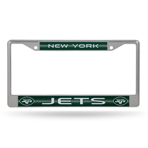 New York Jets Bling Chrome License Plate Frame