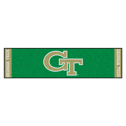 Georgia Tech - Georgia Tech Yellow Jackets Putting Green Mat Interlocking GT Primary Logo Green