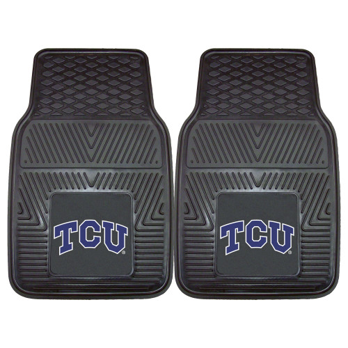 Texas Christian University - TCU Horned Frogs 2-pc Vinyl Car Mat Set TCU Primary Logo Black