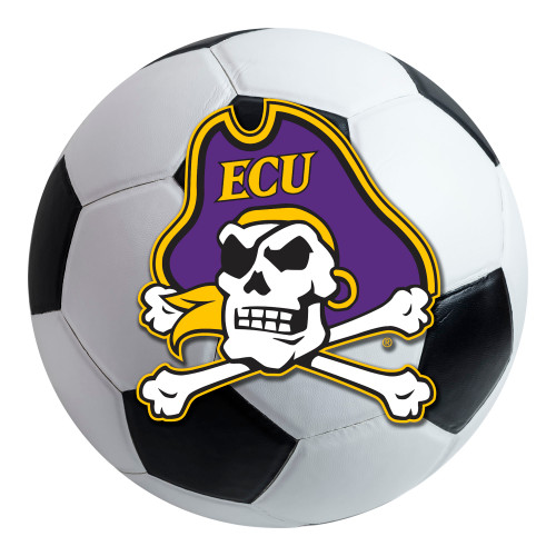 East Carolina University - East Carolina Pirates Soccer Ball Mat Pirate Primary Logo White