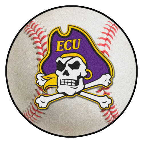 East Carolina University - East Carolina Pirates Baseball Mat Pirate Primary Logo White