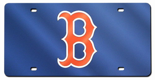 Boston Red Sox License Plate Laser Cut Red Blue with Red B