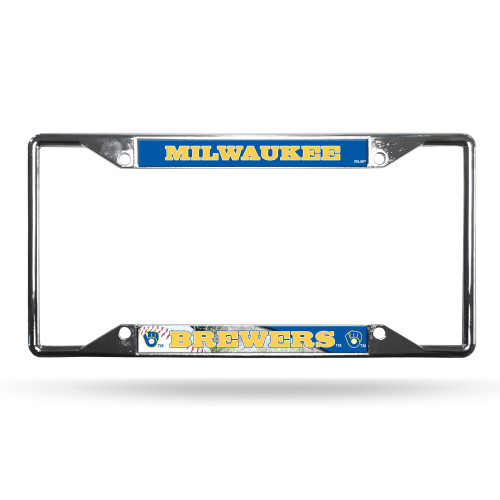 Milwaukee Brewers License Plate Frame Chrome EZ View