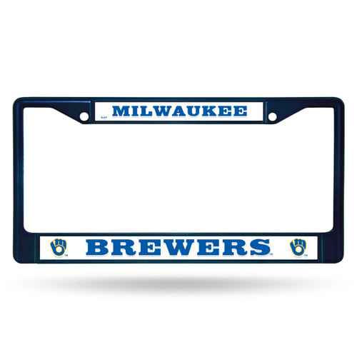 Milwaukee Brewers License Plate Frame Metal Navy