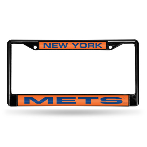 New York Mets Black Metal Laser Cut License Plate Frame