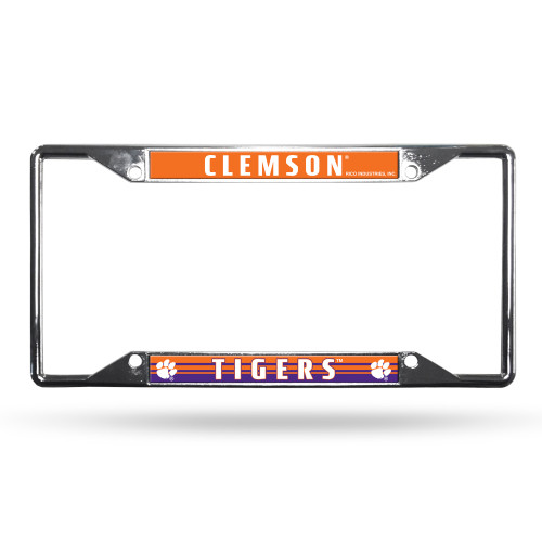 Clemson Tigers License Plate Frame Chrome EZ View