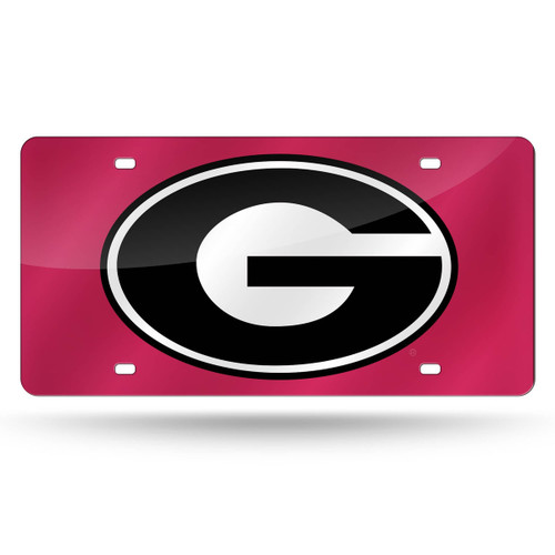 Georgia Bulldogs Red Laser Cut License Plate