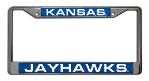 Kansas Jayhawks License Plate Frame Laser Cut Chrome