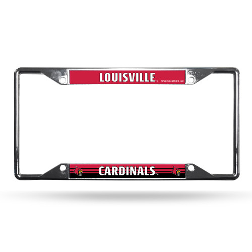 Louisville Cardinals License Plate Frame Chrome EZ View