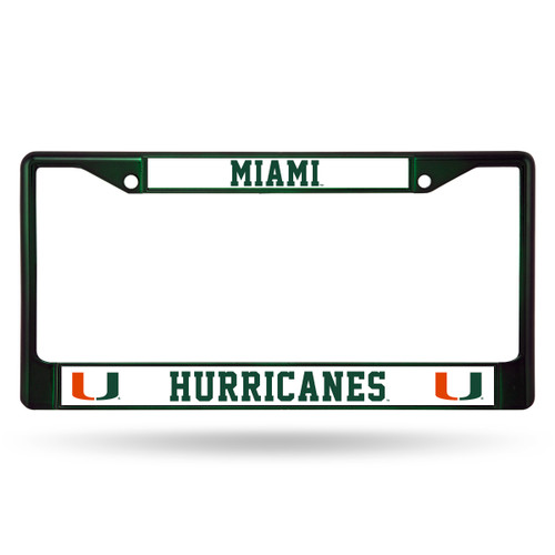 Miami Hurricanes License Plate Frame Metal Dark Green