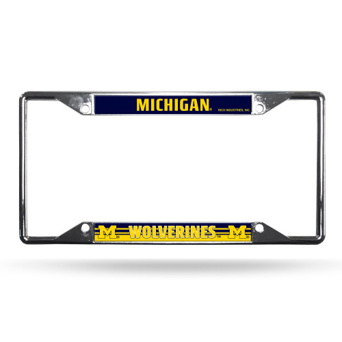 Michigan Wolverines License Plate Frame Chrome EZ View