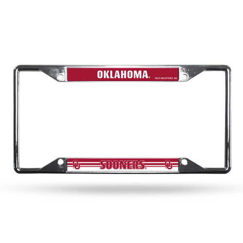 Oklahoma Sooners License Plate Frame Chrome EZ View Alternate Design