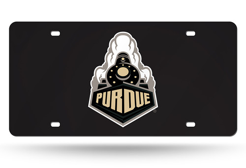 Purdue Boilermakers License Plate Laser Cut Black Train Front View