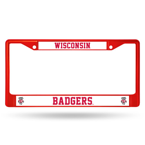 Wisconsin Badgers License Plate Frame Metal Red