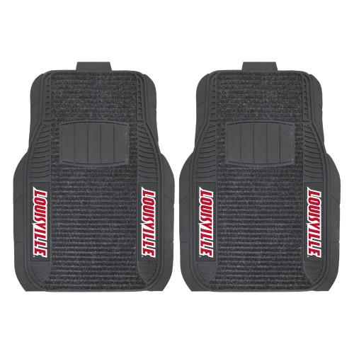 University of Louisville - Louisville Cardinals 2-pc Deluxe Car Mat Set "Louisville" Wordmark Black