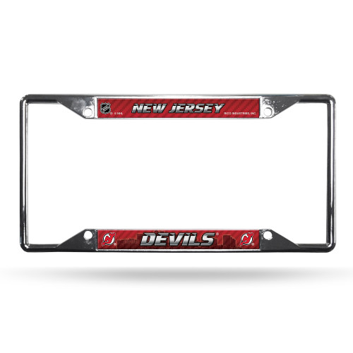 New Jersey Devils License Plate Frame Chrome EZ View