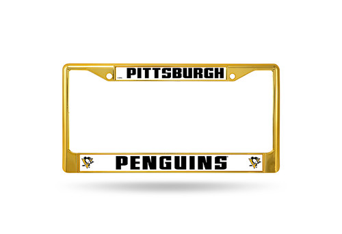 Pittsburgh Penguins License Plate Frame Metal Gold