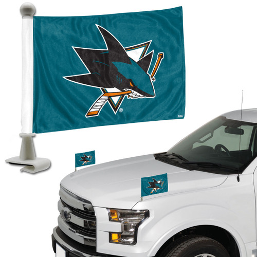 San Jose Sharks Ambassador Flags Sharks Primary Logo 4 in. x 6 in. Set of 2