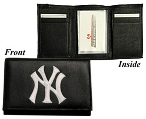 New York Yankees Wallet Trifold Leather Embroidered