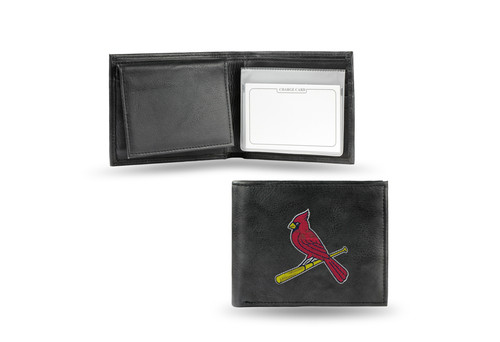 St. Louis Cardinals Wallet Billfold Leather Embroidered Black