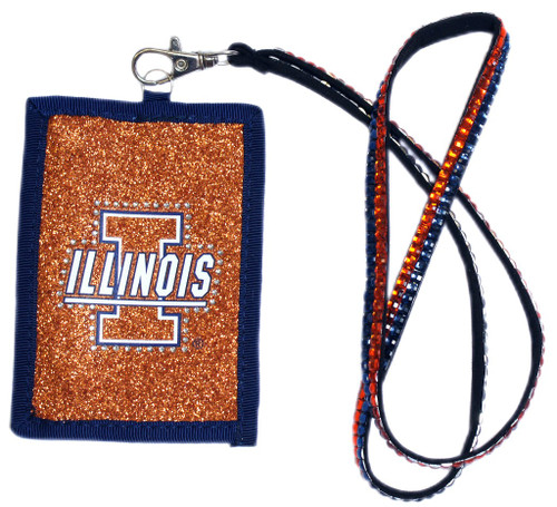 Illinois Fighting Illini Wallet Beaded Lanyard Style