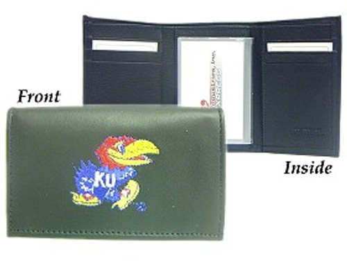 Kansas Jayhawks Wallet Trifold Leather Embroidered