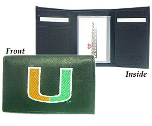 Miami Hurricanes Wallet Trifold Leather Embroidered
