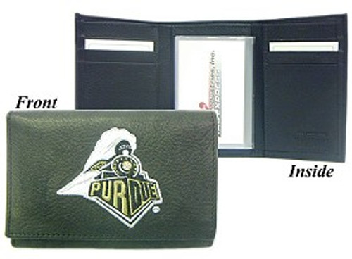Purdue Boilermakers Wallet Trifold Leather Embroidered