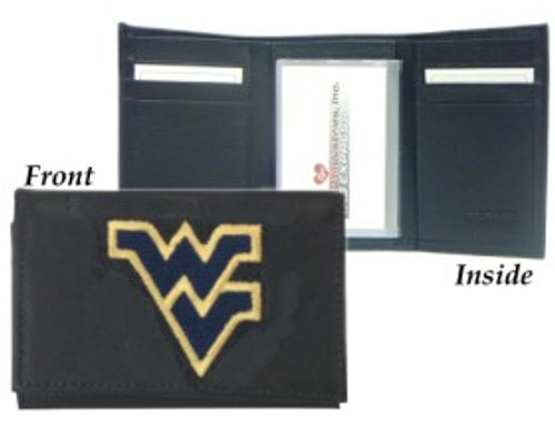 West Virginia Mountaineers Embroidered Leather Tri-Fold Wallet