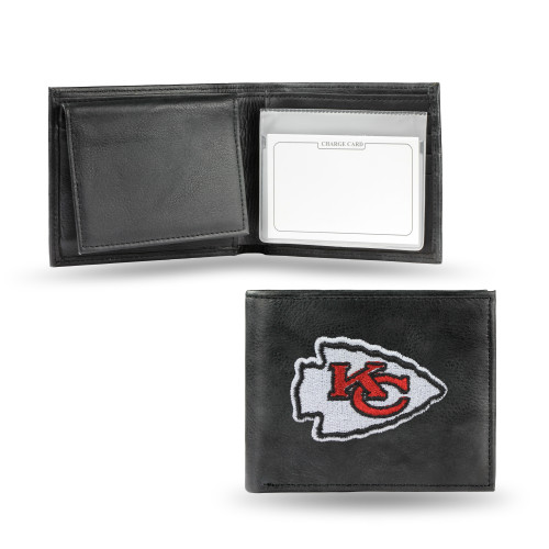 Kansas City Chiefs Wallet Billfold Leather Embroidered Black