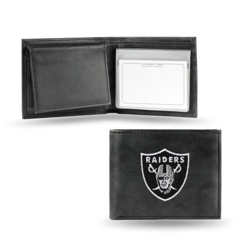 Las Vegas Raiders Wallet Billfold Leather Embroidered Black