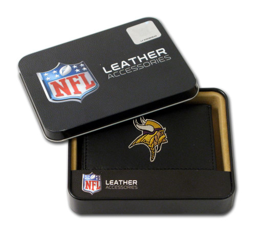 Minnesota Vikings Wallet Trifold Leather Embroidered