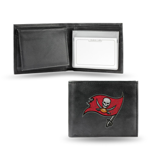 Tampa Bay Buccaneers Wallet Billfold Leather Embroidered Black