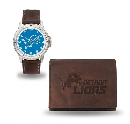 Detroit Lions Watch/Wallet Gift Set Brown