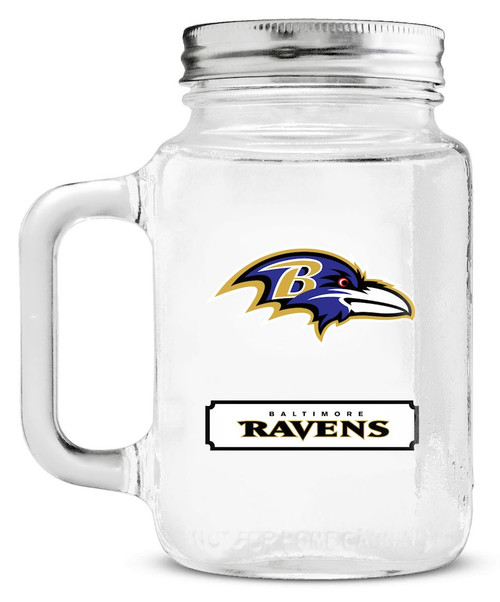 Baltimore Ravens Mason Jar Glass With Lid