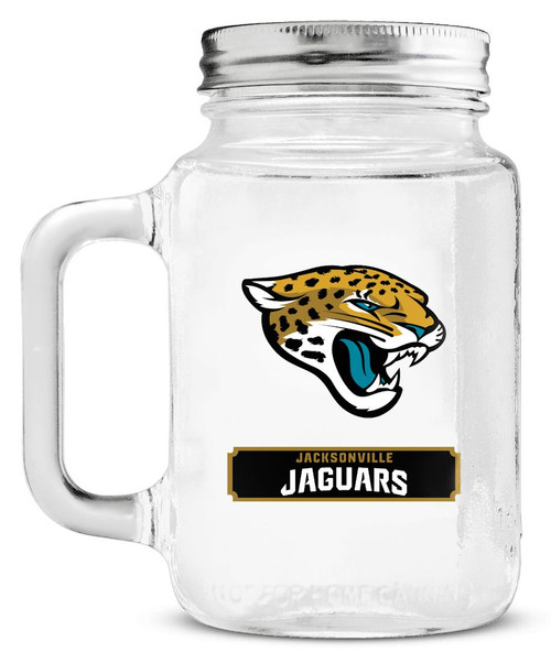 Jacksonville Jaguars Mason Jar Glass With Lid