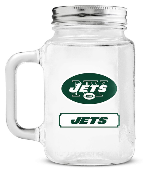 New York Jets Mason Jar Glass With Lid