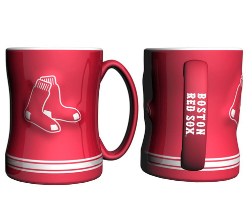 Boston Red Sox Coffee Mug - 14oz Sculpted Relief - Red
