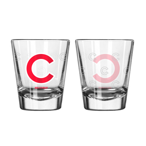 Chicago Cubs Shot Glass Satin Etch Style 2 Pack