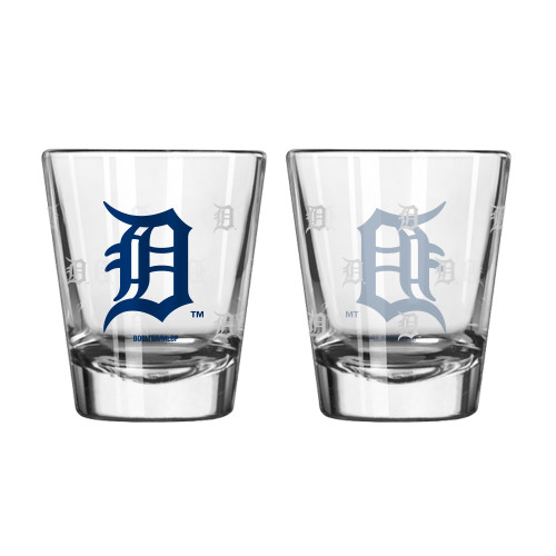 Detroit Tigers Shot Glass Satin Etch Style 2 Pack