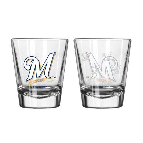 Milwaukee Brewers Shot Glass - 2 Pack Satin Etch
