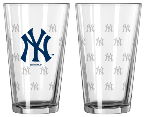 New York Yankees Satin Etch Pint Glass Set