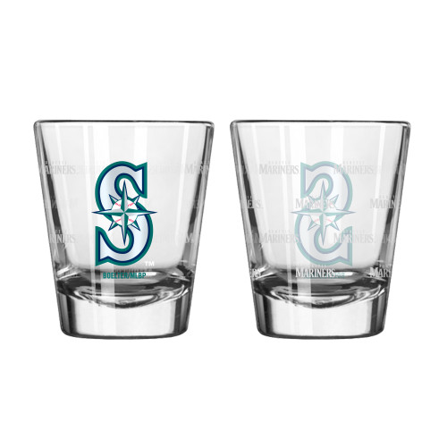 Seattle Mariners Shot Glass - 2 Pack Satin Etch